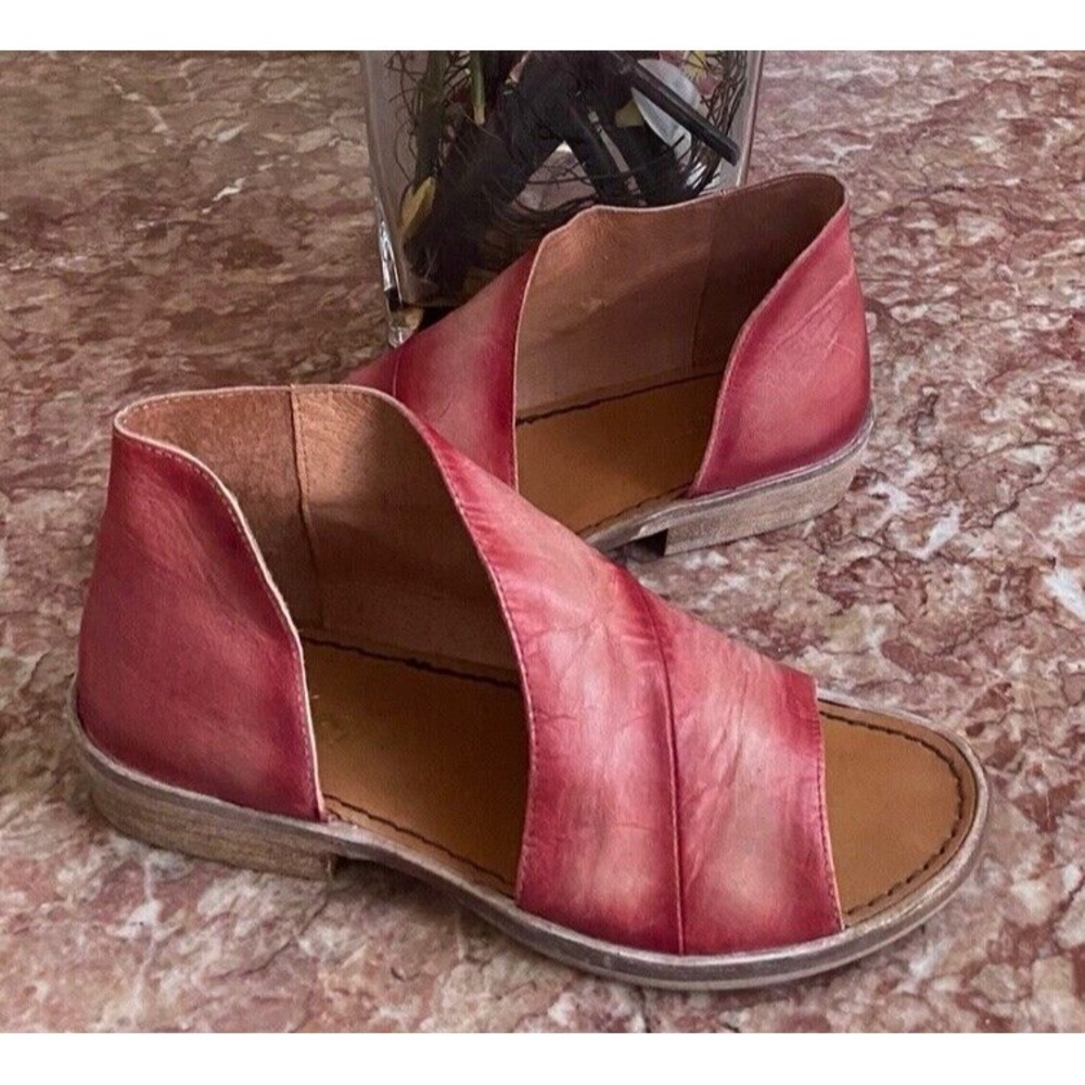 Free People Women's Red Leather Mont Blanc Sandals Size 37/US 7 EUC! $168